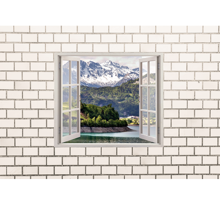 Landscape wall mural mountain view retreat - TenStickers