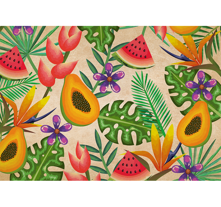 Flower wall mural tropical fruit designs - TenStickers