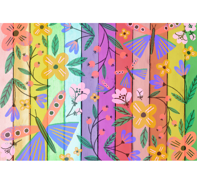 Flower wall mural with lively plant designs - TenStickers