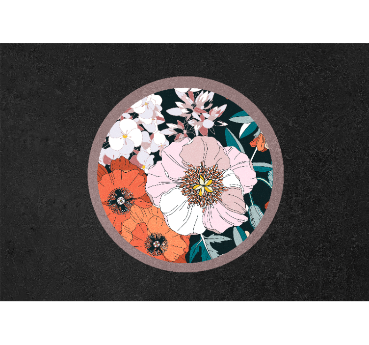 Flower wall mural floral circle pattern - TenStickers