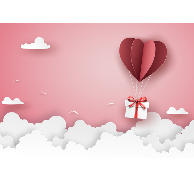 Romantic wall mural heart balloon surprise - TenStickers