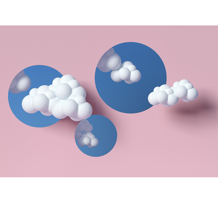 Abstract wall mural puffy clouds play - TenStickers