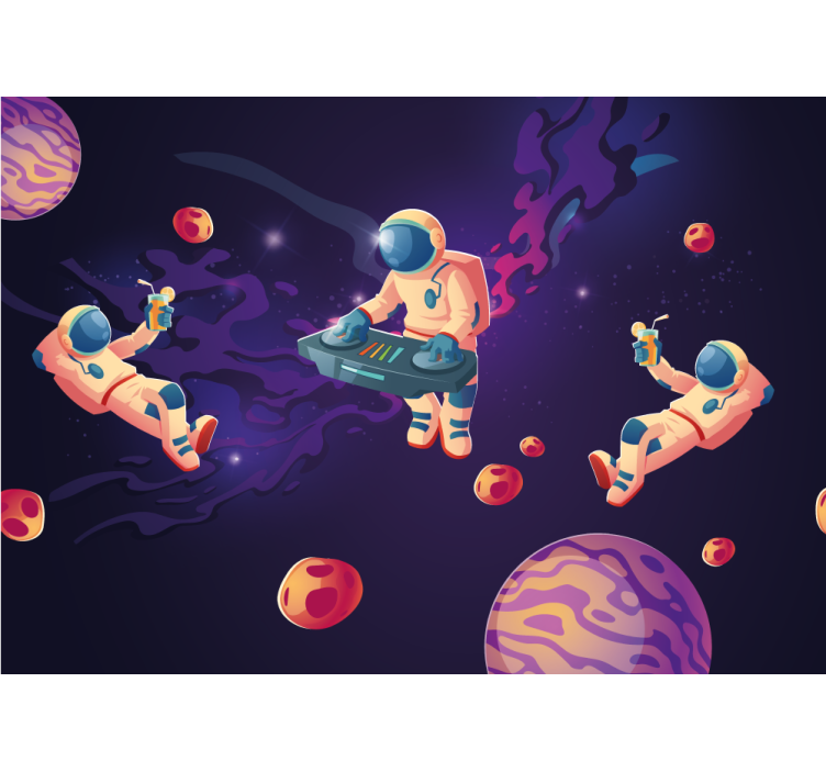 Space wall mural astronauts in space - TenStickers