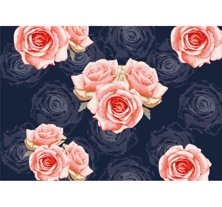Elegant Pink Flowers wall mural roses - TenStickers