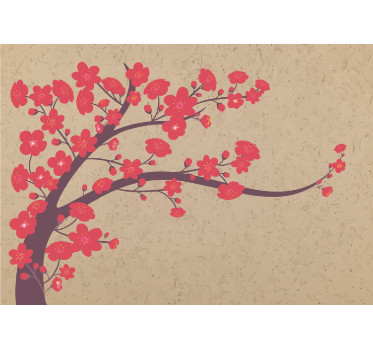 Flower wall mural sakura branch design - TenStickers