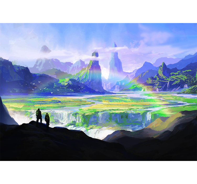 Landscape wall mural mountainous nature scene - TenStickers