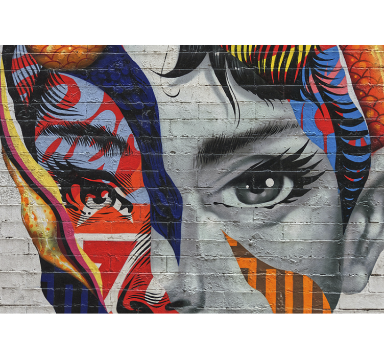 Graffiti wall mural vibrant urban faces - TenStickers