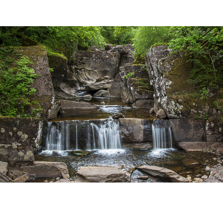 Wall mural mountain serene nature waterfall - TenStickers