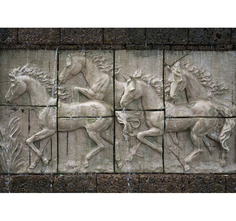 Animals wall mural galloping horses relief - TenStickers