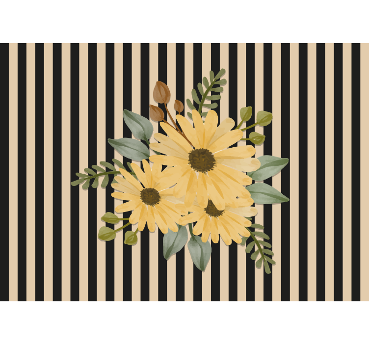 Flower wall mural sunflower floral design - TenStickers