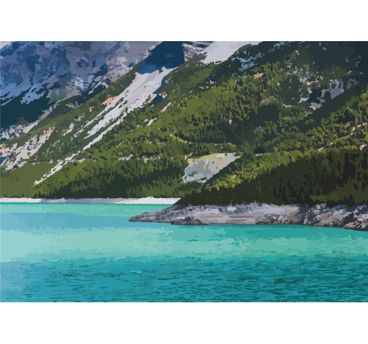 Mountain lake tranquility landscape wall mural - TenStickers