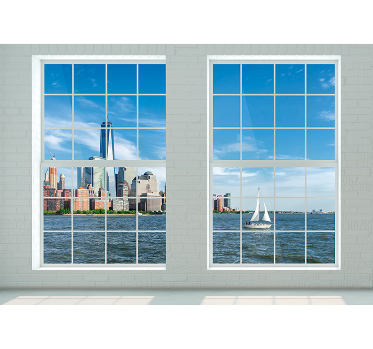 Square window new york wall mural - TenStickers