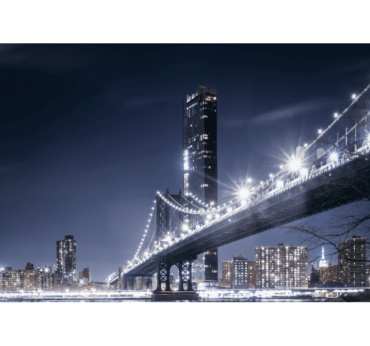Wall mural new york brooklyn bridge night scene - TenStickers