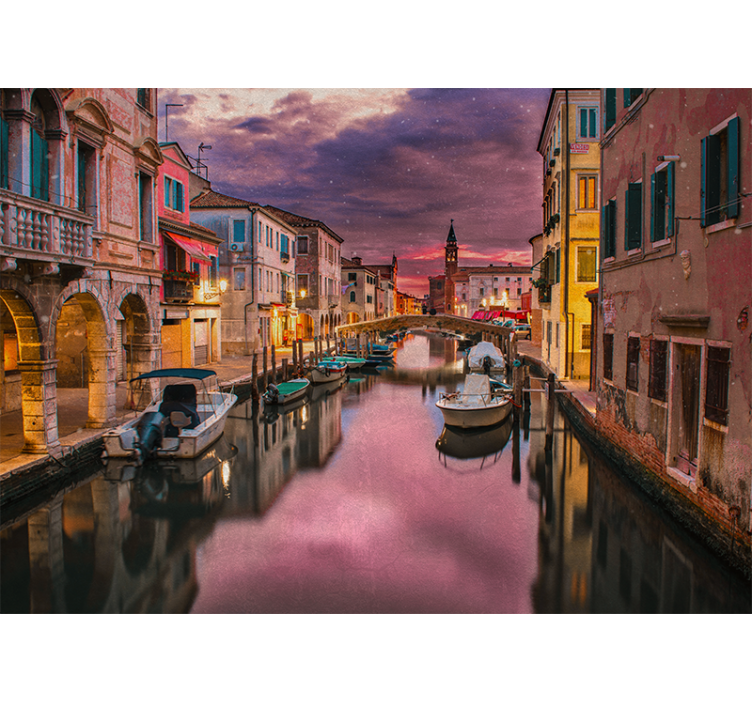 City wall mural delightful waterway view - TenStickers