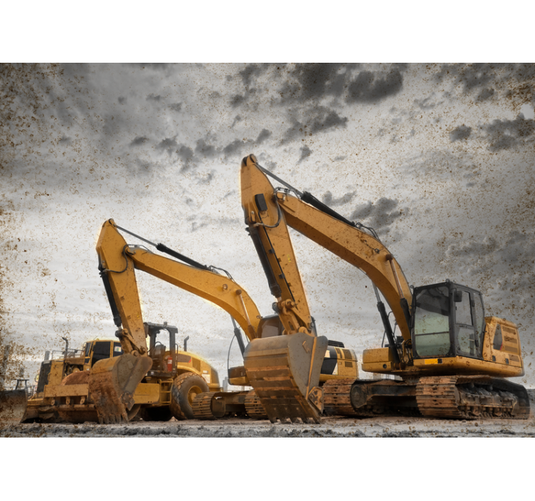 Wall mural vehicle construction equipment showcase - TenStickers