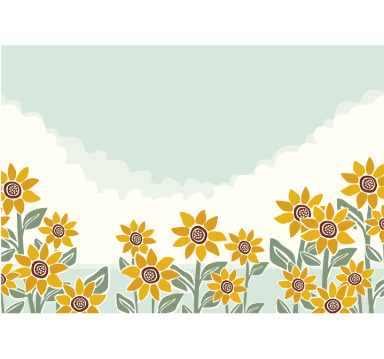 Flower wall mural sunflower garden scene - TenStickers