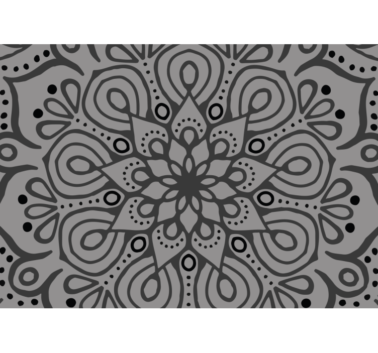 Concrete grey flower mandala Mandala Wall Mural - TenStickers