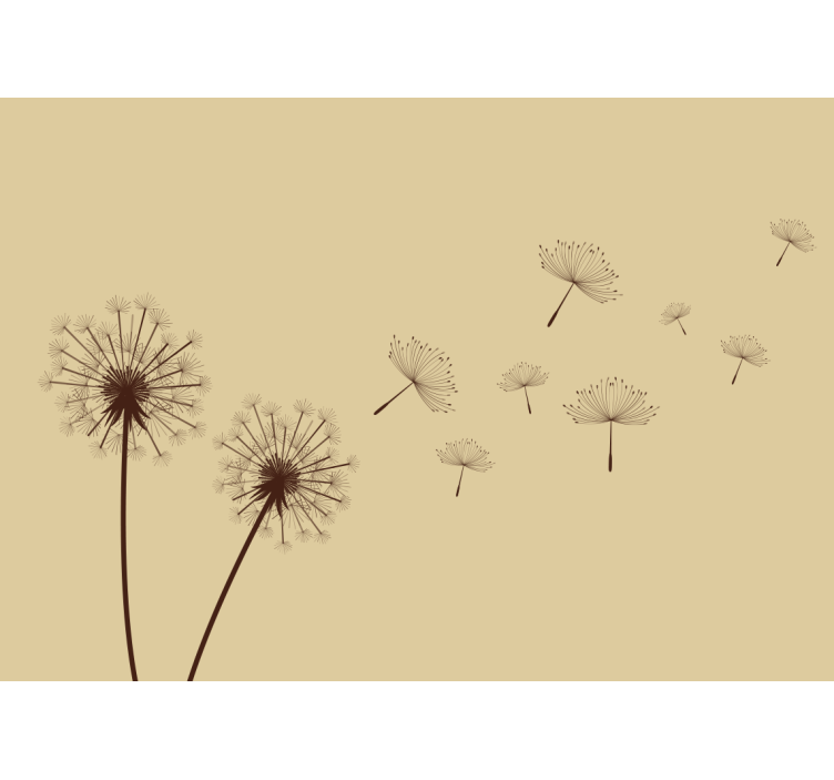 Dandelion seeds flying flower wall mural - TenStickers