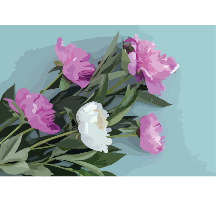 Flower wall mural peony floral design - TenStickers