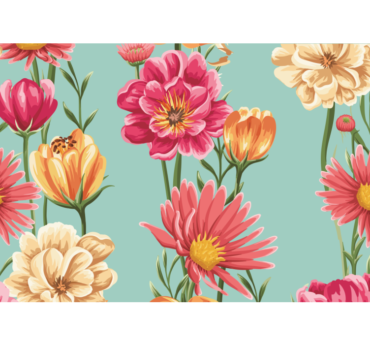 Flower wall mural colorful floral arrangement - TenStickers