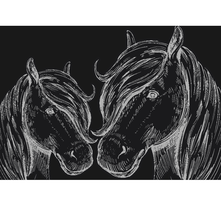Animals wall mural elegant horse portraits - TenStickers