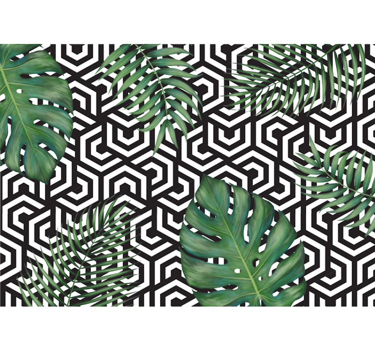 Monstera leaves  modern wall mural - TenStickers