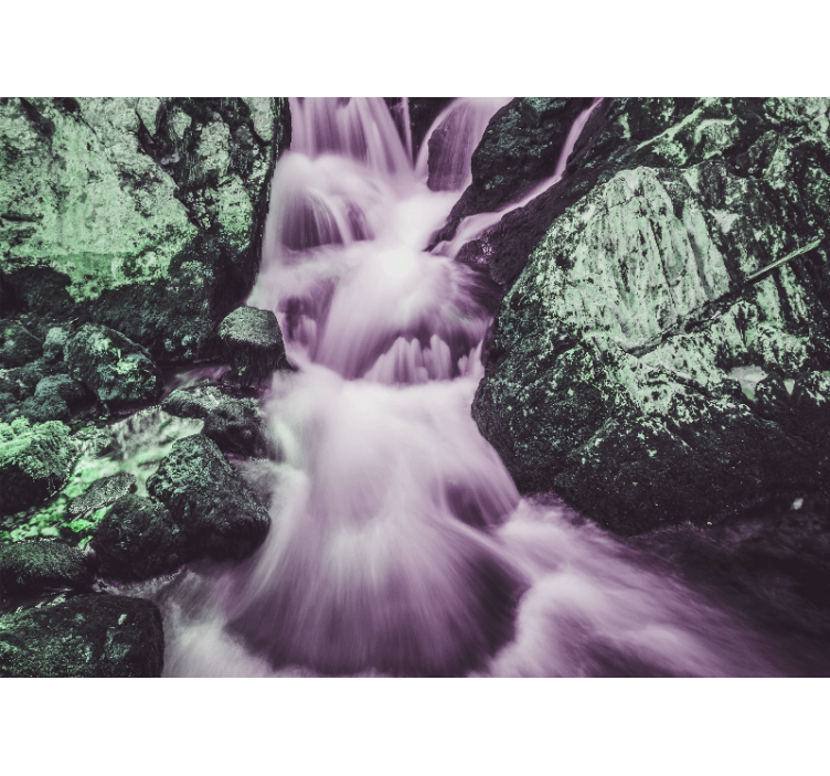 Wall mural mountain flowing waterfalls scene - TenStickers