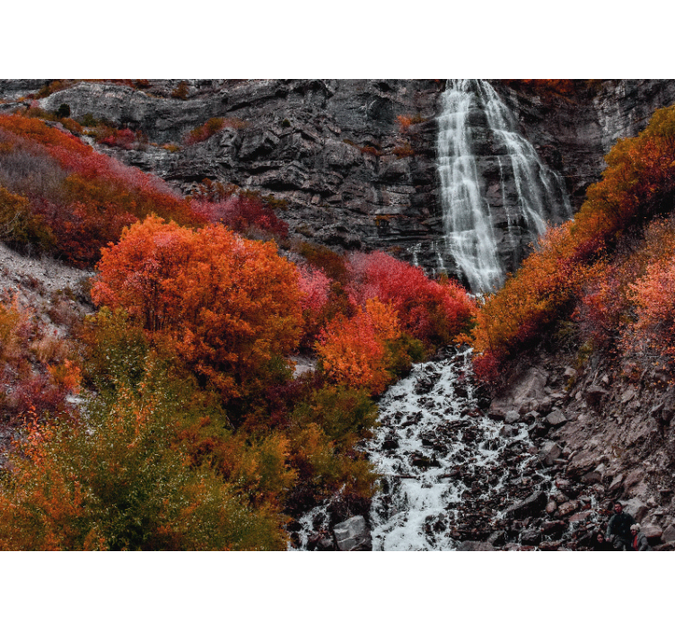 Wall mural waterfall autumn cascade scene - TenStickers