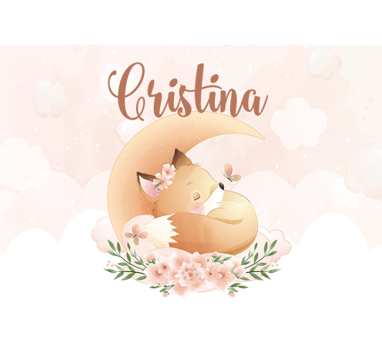 Personalized wall mural sleeping fox design - TenStickers