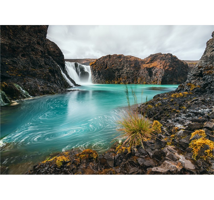 Wall mural mountain serene waterfall oasis - TenStickers