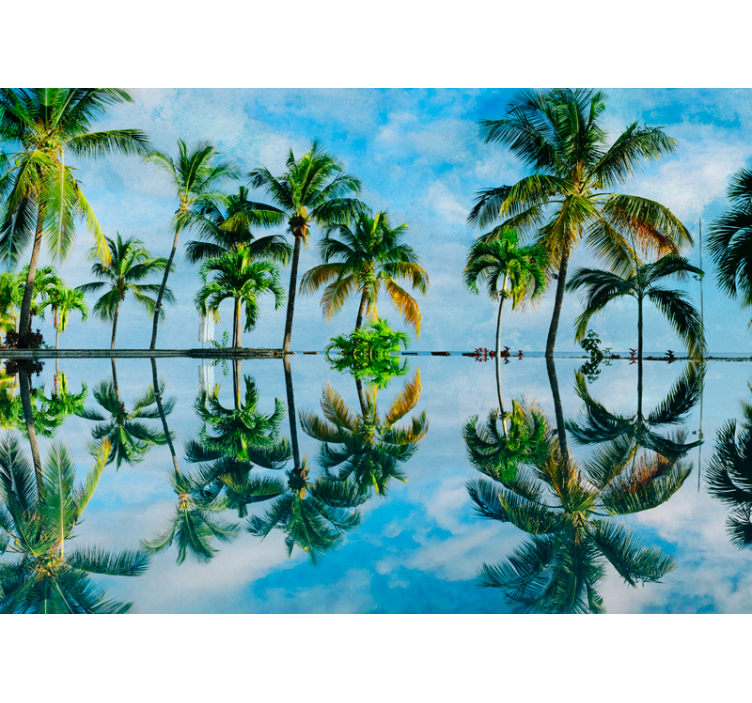 Wall mural nature lush palm reflections - TenStickers