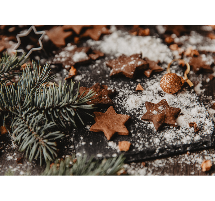 Cookies on wooden table Christmas wall mural - TenStickers