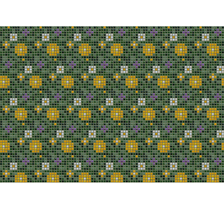 Vibrant tile floral pattern wall mural bathroom - TenStickers