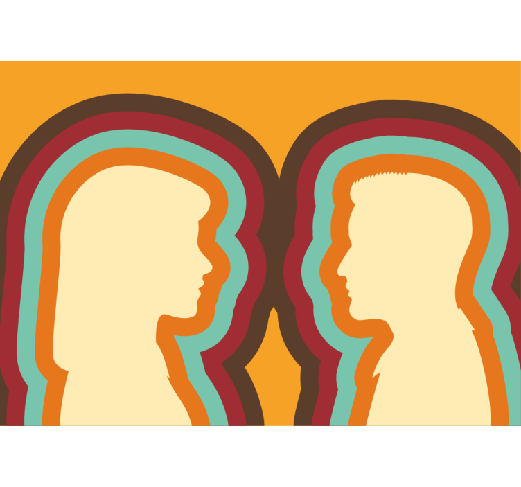 Romantic wall mural couple silhouettes - TenStickers