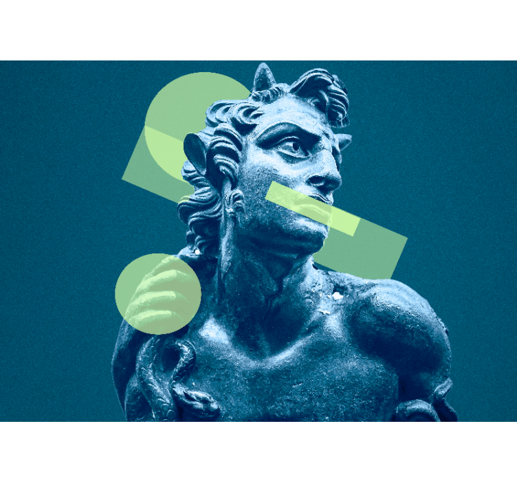 Art wall mural of geometric shape statue - TenStickers