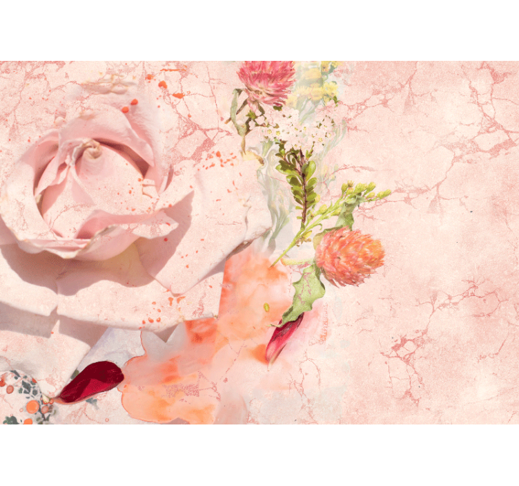 Flower wall mural romantic pink rose - TenStickers