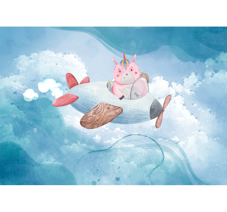 Flying unicorn plane wall mural fantasy - TenStickers