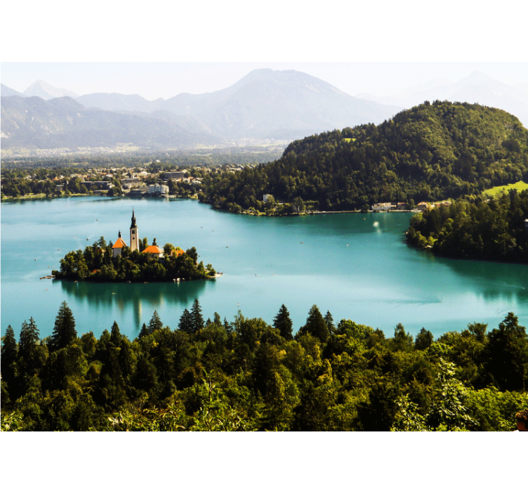 Landscape wall mural bled lake island - TenStickers