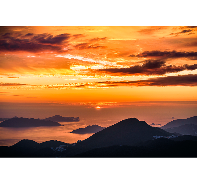 Sunset over ocean landscape wall mural - TenStickers