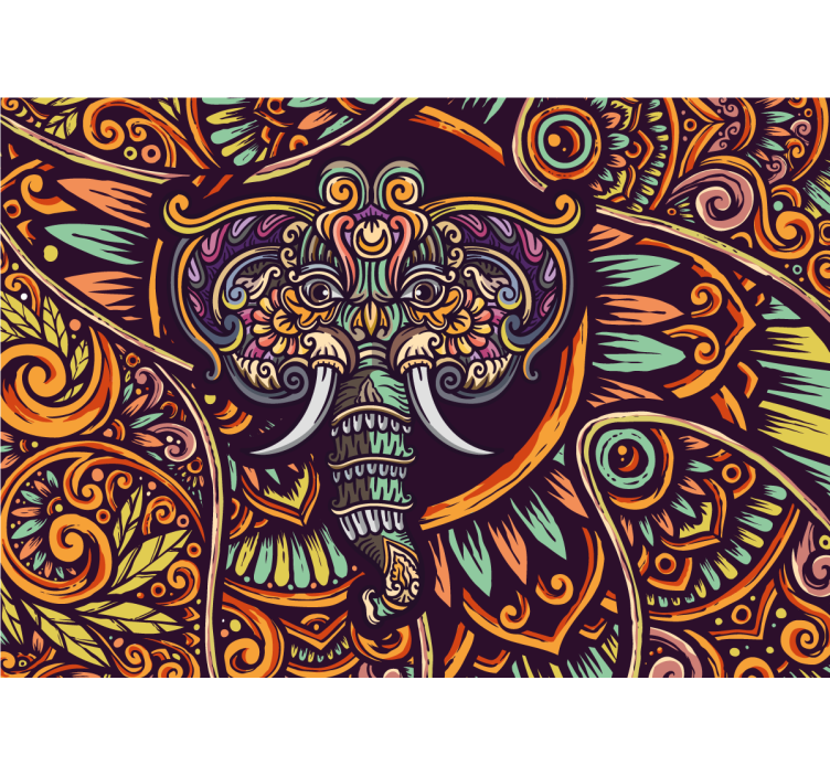 Animals wall mural with decorative elephant design - TenStickers