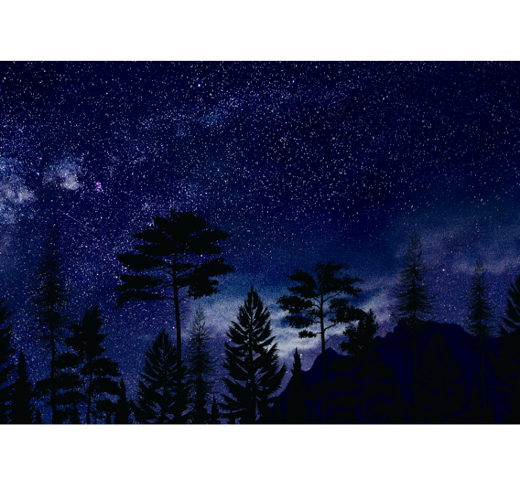 Sky wall mural starlit forest silhouettes - TenStickers
