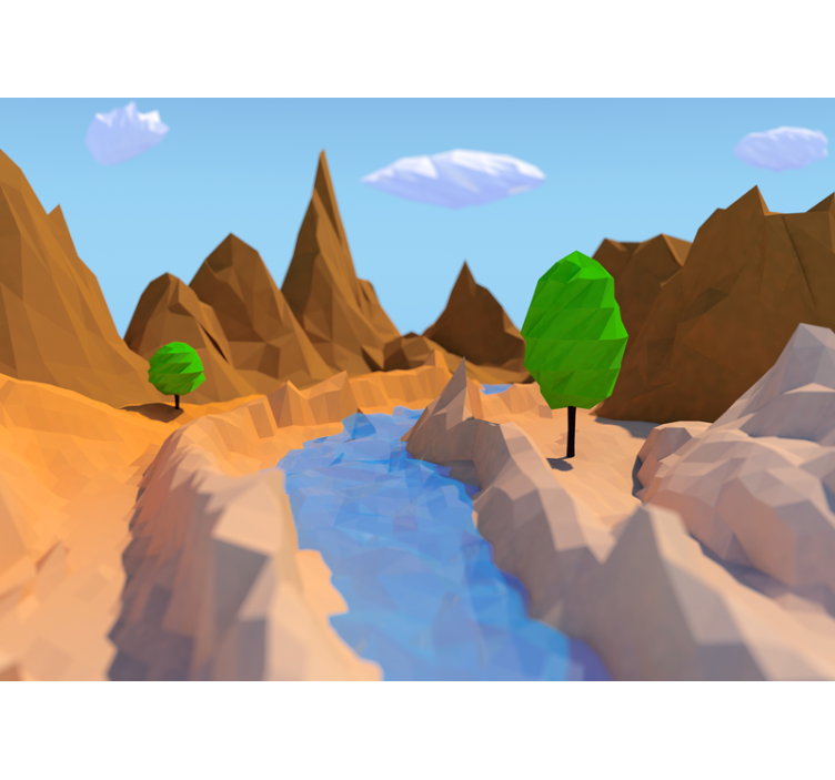 Landscape wall mural polygonal river scene - TenStickers