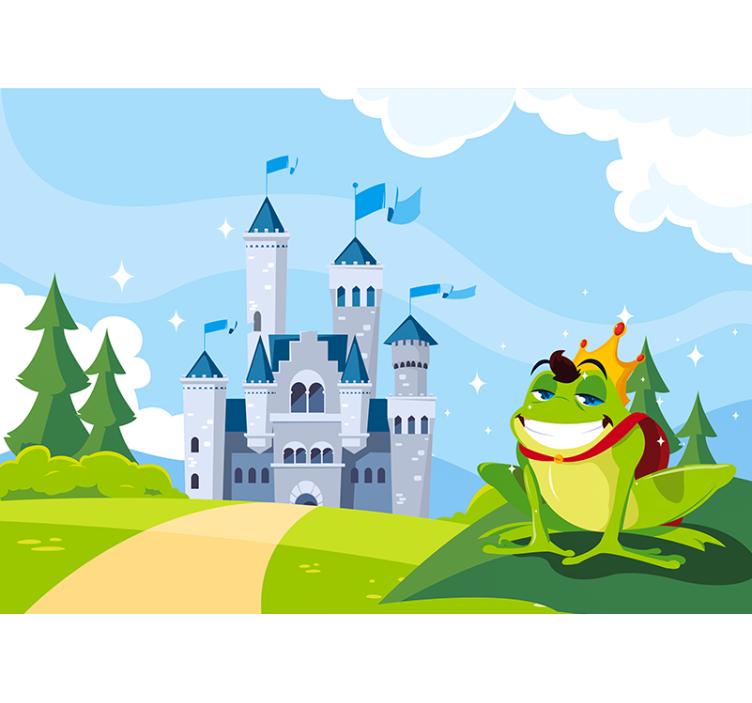 Romantic wall mural charming crowned frog - TenStickers