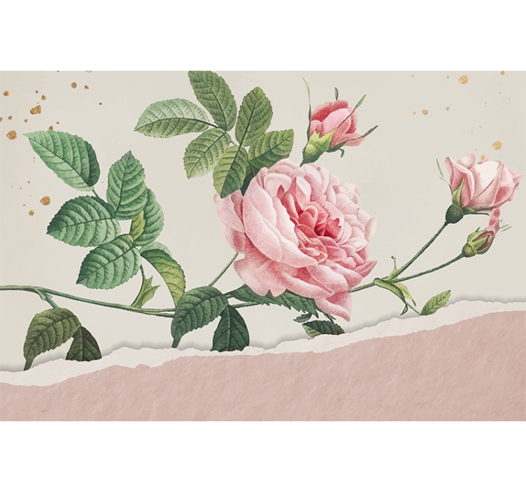 Flower wall mural pink rose bouquet - TenStickers