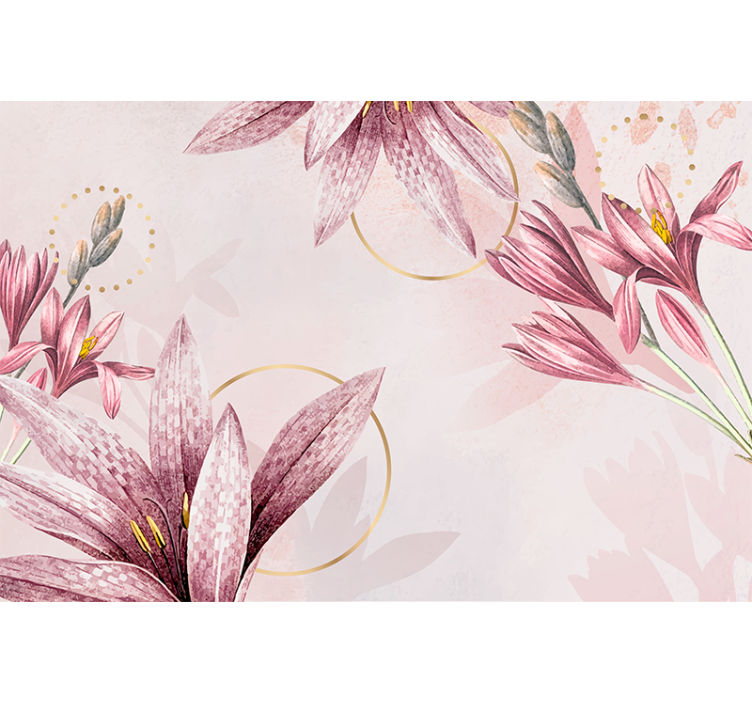 Flower wall mural pink lily blooms - TenStickers