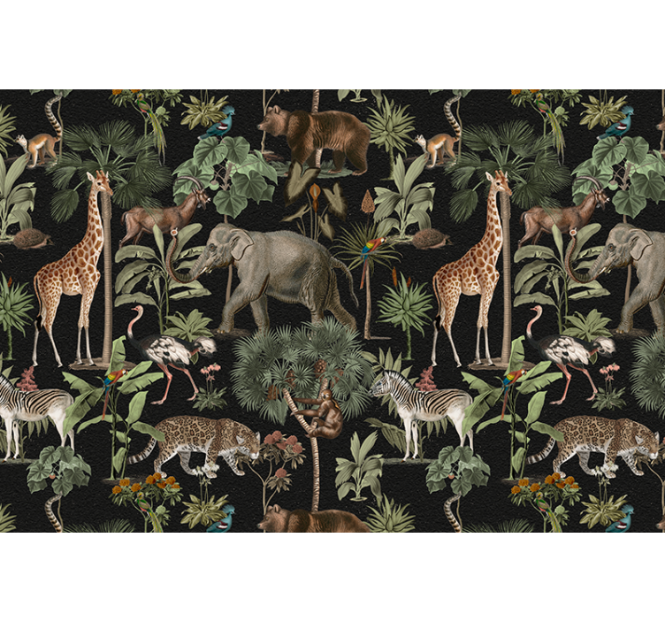 Animals wall mural jungle wildlife scene - TenStickers