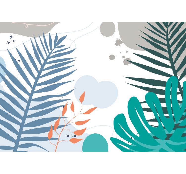 Colorful tropical leaves living room wall mural - TenStickers