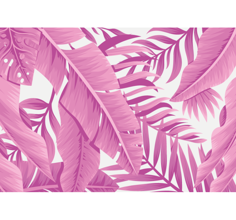 Tropical pink palm leaves  wall mural - TenStickers