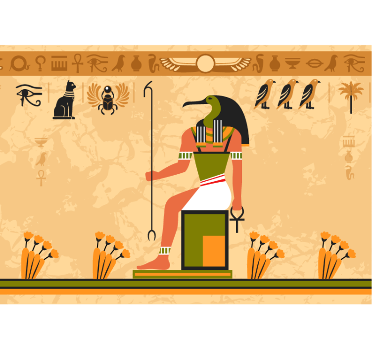 Animals wall mural featuring egyptian god thoth - TenStickers