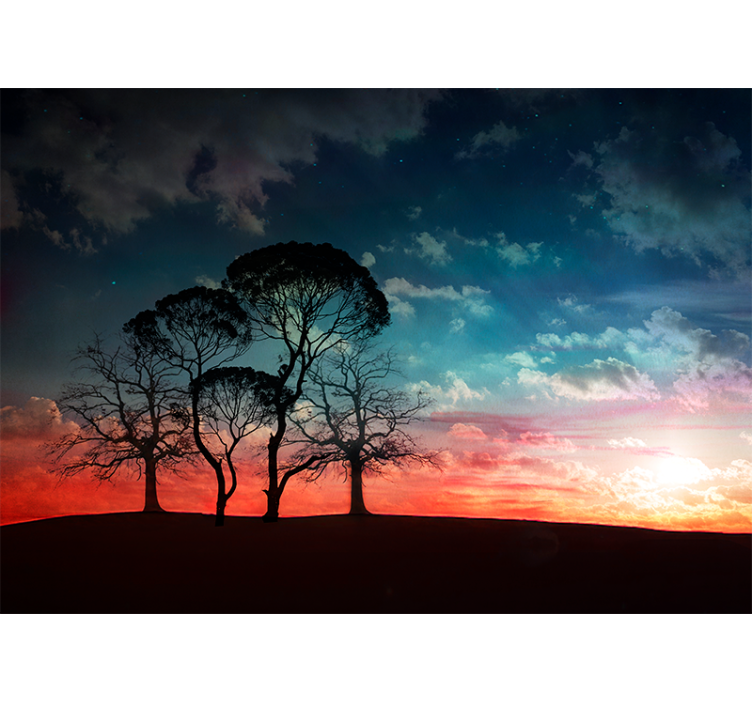 Sunset and trees colours nature wall mural - TenStickers